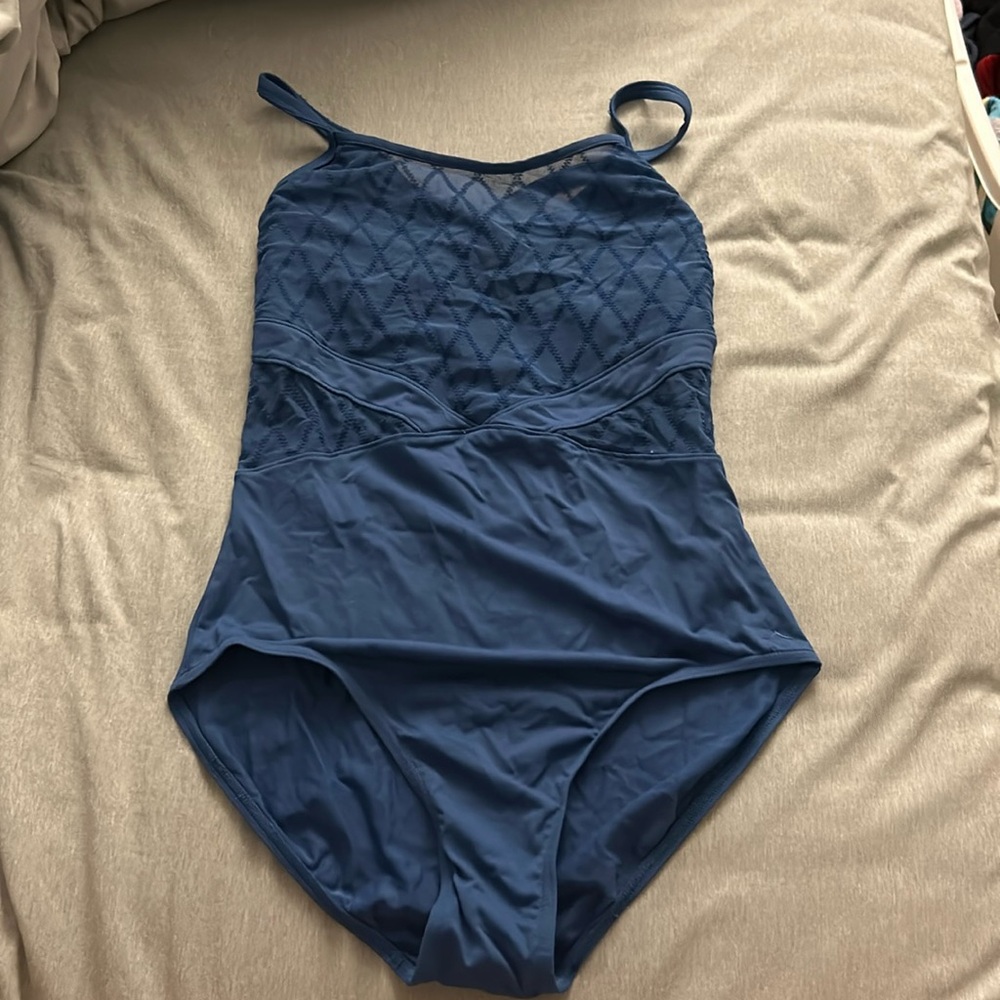 Blue Bloch mesh leotard